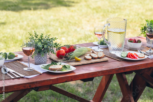 Farm to table picnic setting outdoors