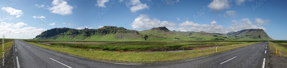 Panorama of Road 1, Ásólfsskáli, Iceland