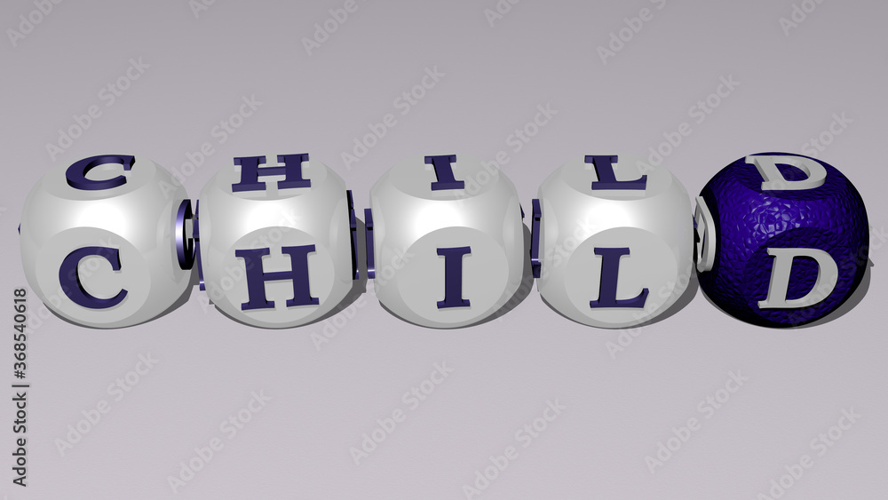 child combined by dice letters and color crossing for the related meanings of the concept. girl and cute child combined by dice letters and color crossing for the related meanings of the concept. girl and cute