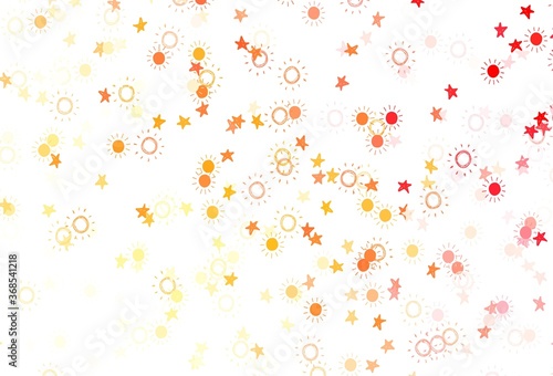 Light Red, Yellow vector layout with stars, suns.