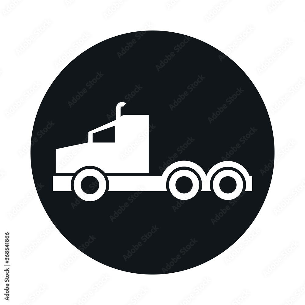 car truck head model transport vehicle block and flat style icon design