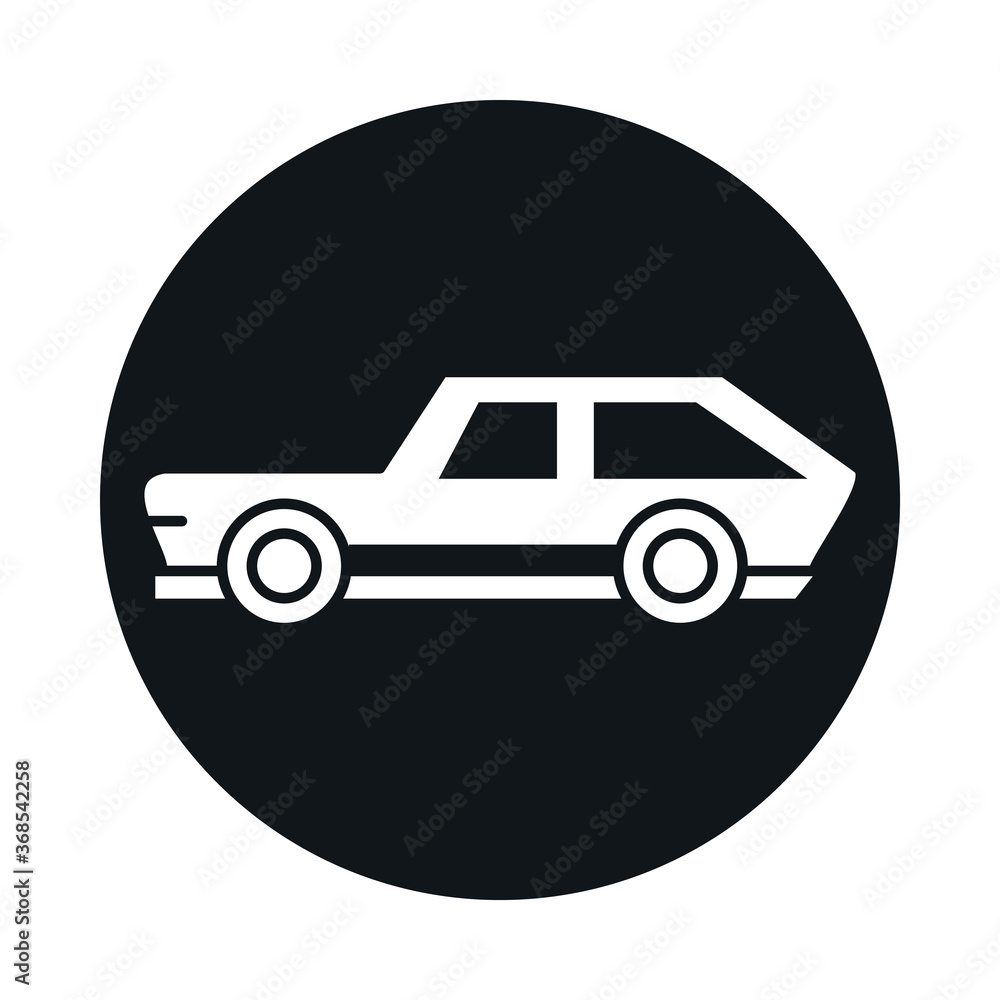 car transport automotive vehicle block and flat style icon design