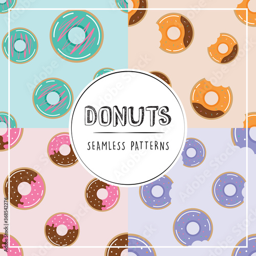 Donuts illustration doughnuts seamless patterns doughnut flat color donut vector set