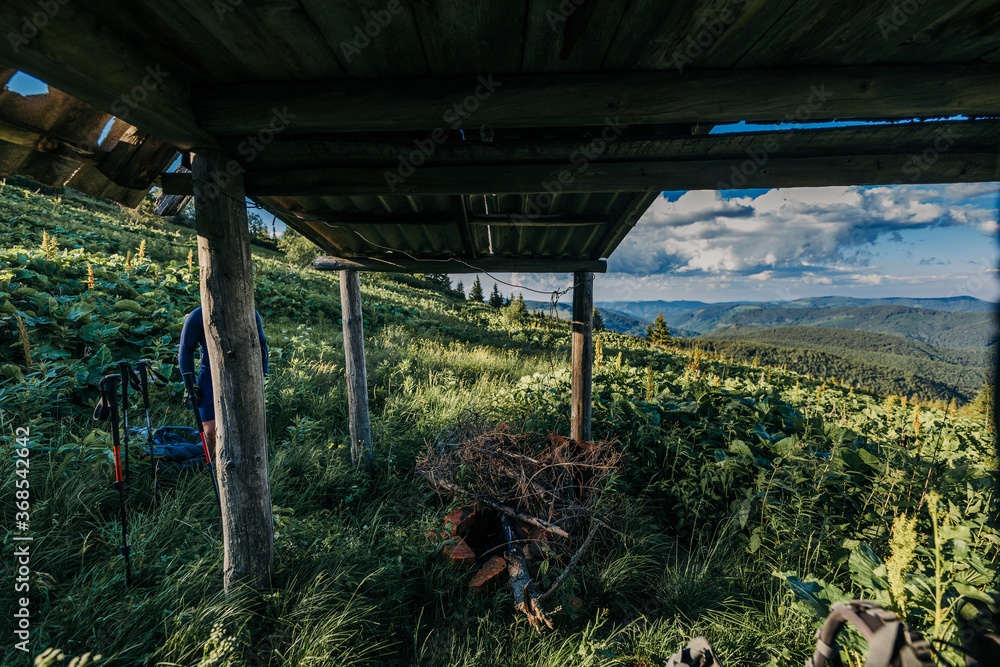 Fototapeta premium A large brick building with grass and trees
