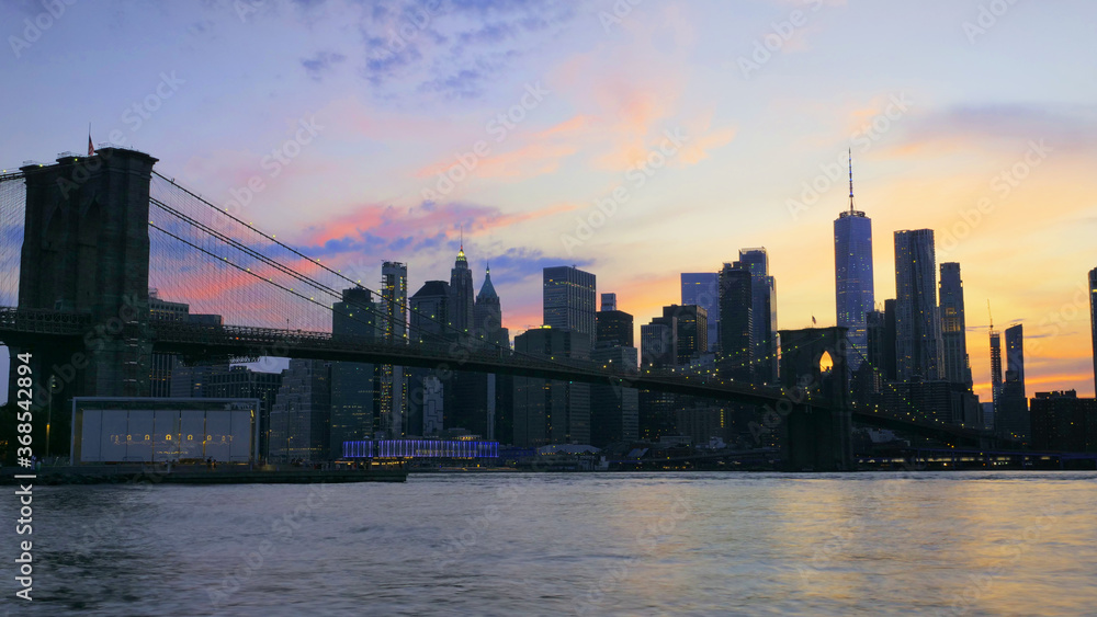 night view of lower manhattan NYC USA