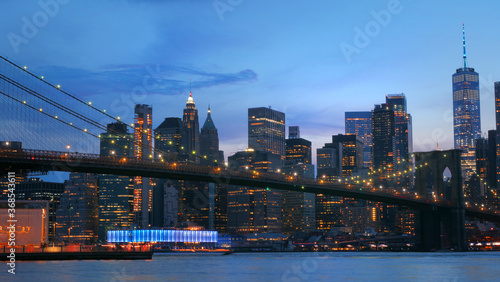 night view  of financial district manhattan NYC 
