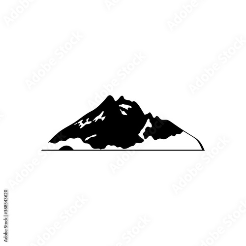 cartoon snow mountain icon, silhouette style