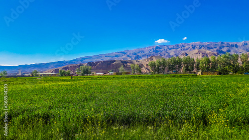 View across the Koh-i-Baba from within the ear of one of the two monumental standing Buddhas, Bamiyan, Afghanistan 2020 photo