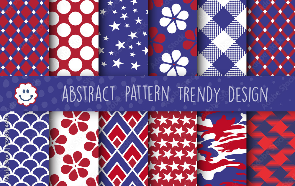 Fototapeta premium Independence Day Vector Patterns set for business, scrapbook