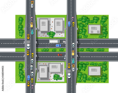 The top view from traffic, transport, transportation is a map