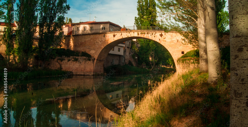 Puente romano sobre Tajo con reflejo 
