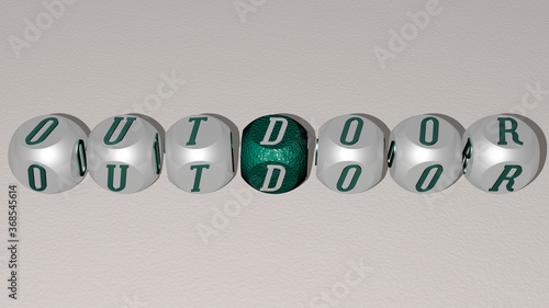 Fotografija outdoor combined by dice letters and color crossing for the related meanings of the concept