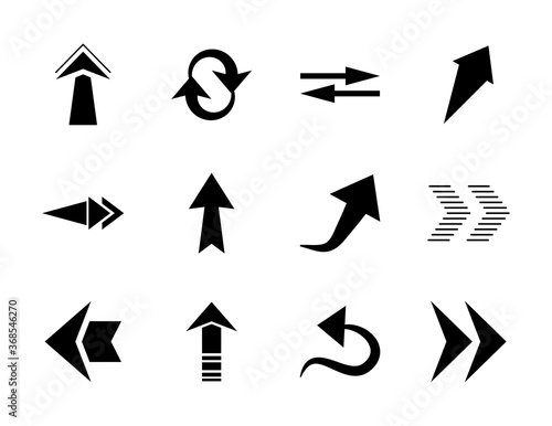 arrows up icon set, silhouette style