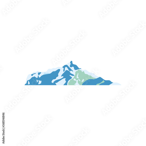 cartoon snowy mountain icon, flat style