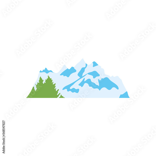 cold mountains and pines icon, flat style