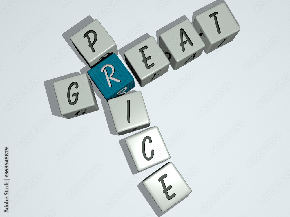 combination of great price built by cubic letters from the top perspective, excellent for the concept presentation. background and illustration combination of great price built by cubic letters from the top perspective, excellent for the concept presentation. background and illustration