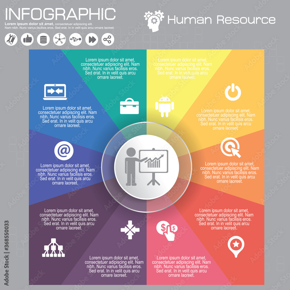 Fototapeta premium Infographic template and options with flat icons for presentation.