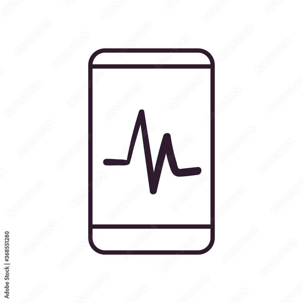 smartphone with pulse line style icon vector design smartphone with pulse line style icon vector design