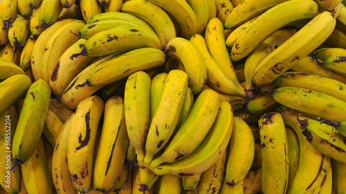 Ripe bananas. Portion of bananas seen from above
