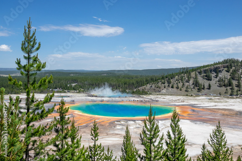 Fantastic View of the Grand Prismatic Geyser basin at Yellowstone, Wyoming, USA © Diego Gomez