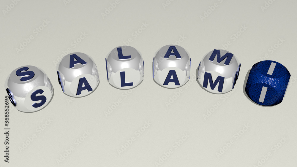 combination of salami built by cubic letters from the top perspective, excellent for the concept presentation. cheese and background combination of salami built by cubic letters from the top perspective, excellent for the concept presentation. cheese and background