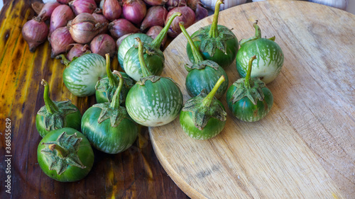 Close up of small eggplants
