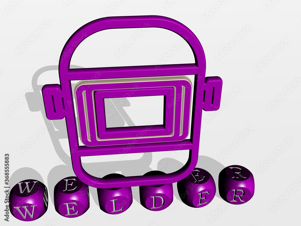 3D illustration of WELDER graphics and text made by metallic dice letters for the related meanings of the concept and presentations. welding and construction 3D illustration of WELDER graphics and text made by metallic dice letters for the related meanings of the concept and presentations. welding and construction