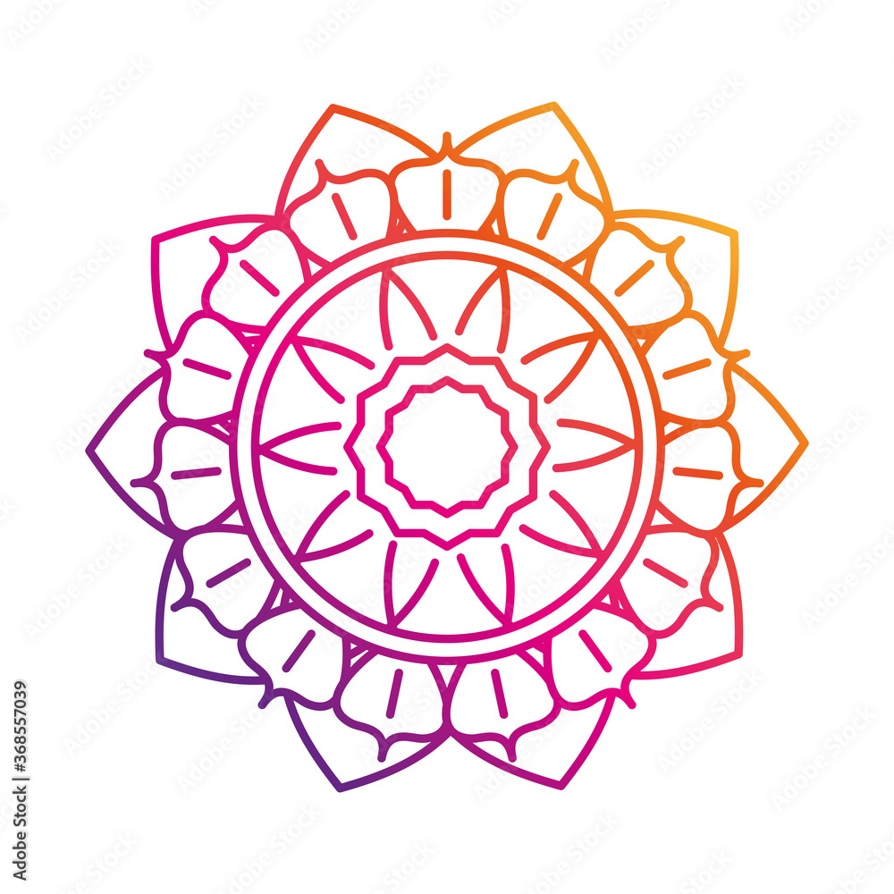 mandala motif floral decoration mystical vintage gradient style icon