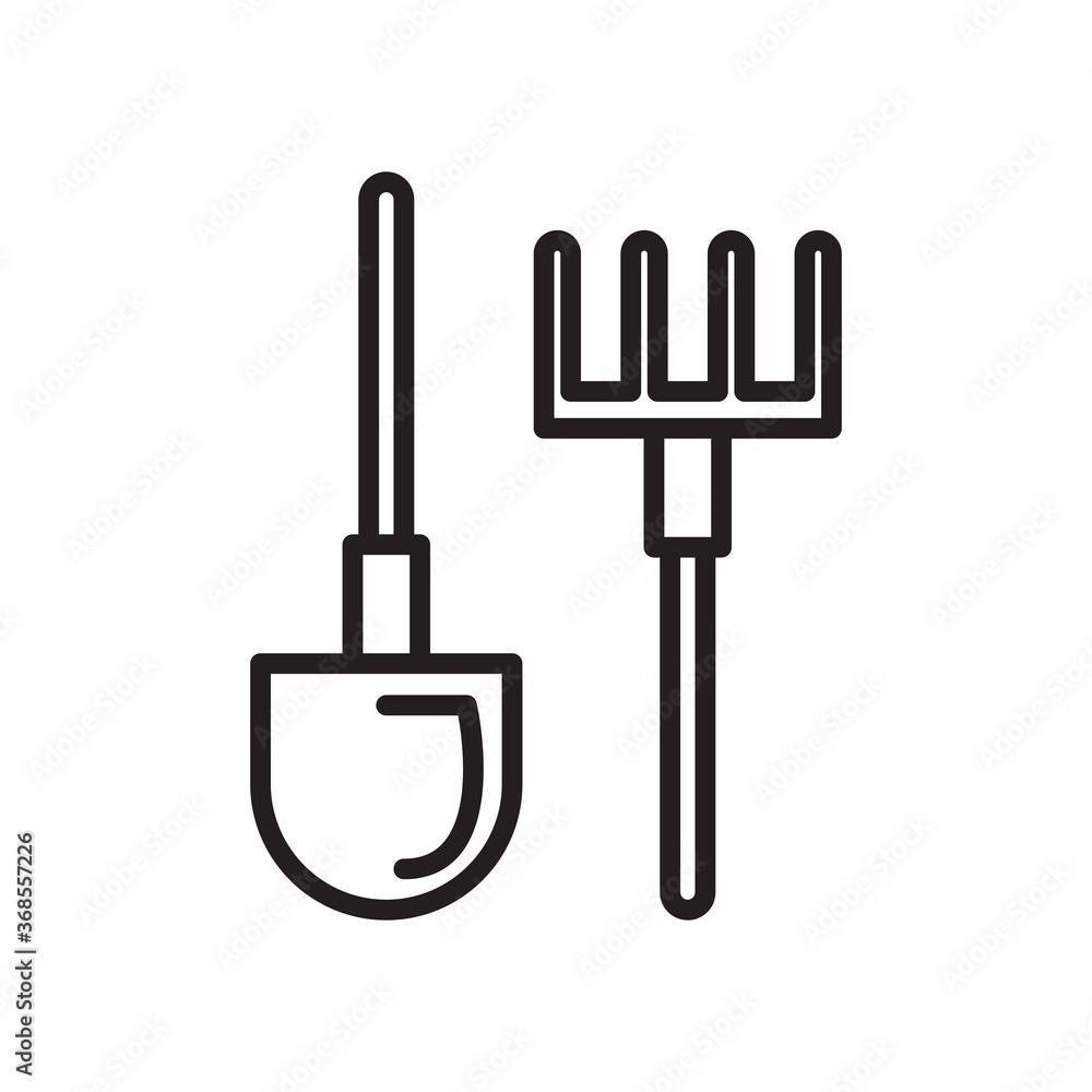 rake and shovel line style icon vector design rake and shovel line style icon vector design