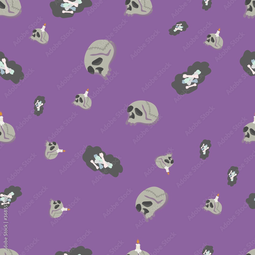 Fototapeta premium halloween pattern with skulls and bones