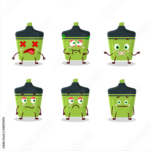 Green highlighter cartoon character with nope expression