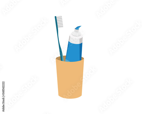 toothbrush with toothpaste isolated