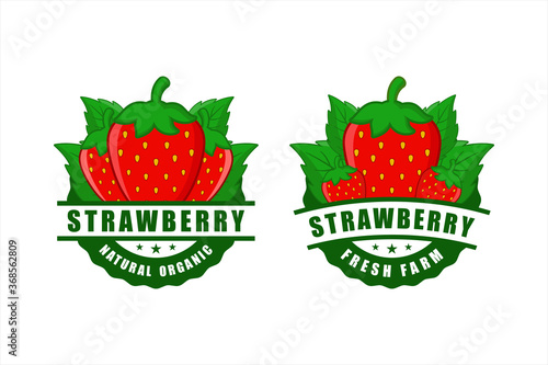 Strawberry natural organic fram fresh badge design2