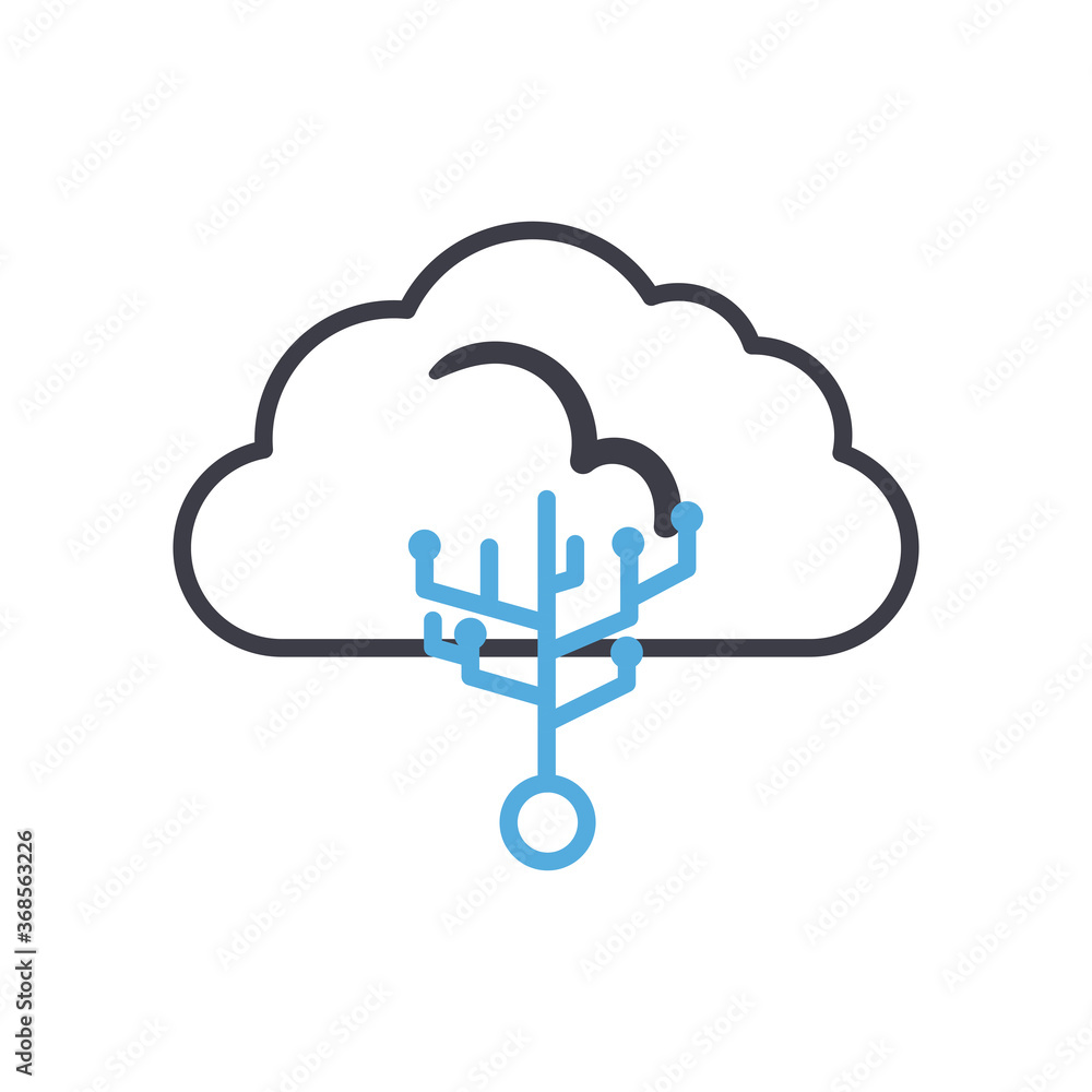 Cloud computing with circuit line style icon vector design