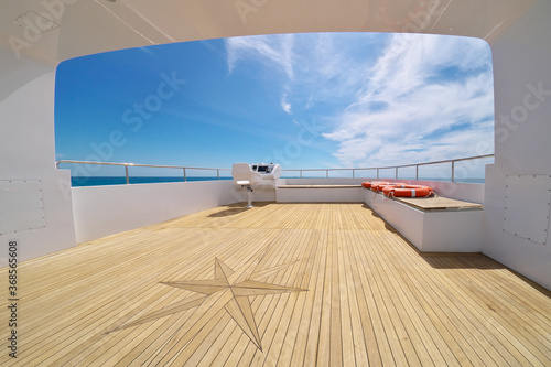 Ocean calm water view from yacht flybridge open deck © GIS
