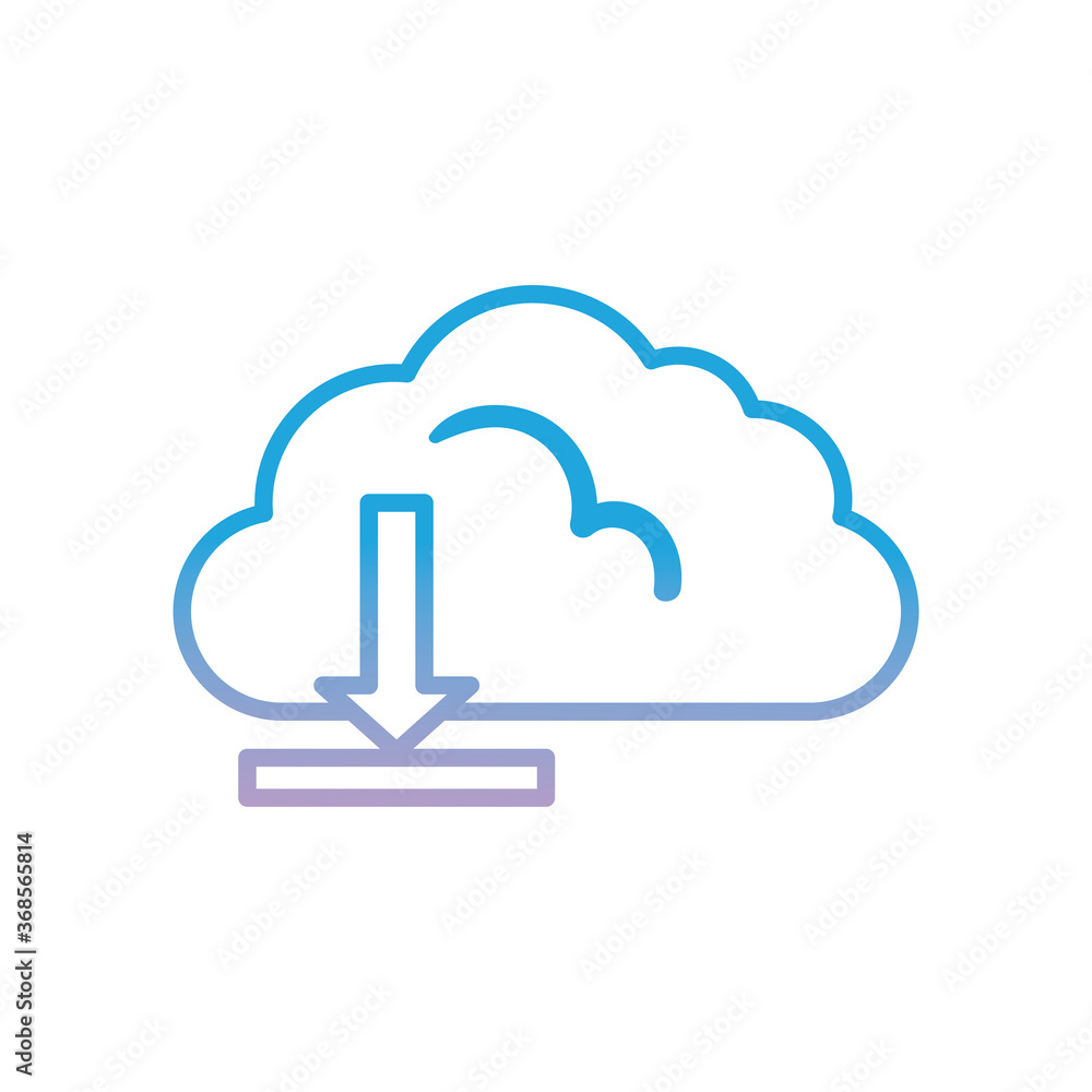 Cloud computing with download arrow gradient style icon vector design Cloud computing with download arrow gradient style icon vector design