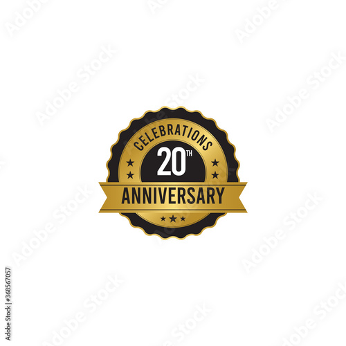 20 Th Anniversary Celebrations Gold Vector Template Design Illustration