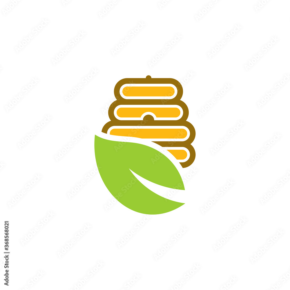 Honey logo icon design, Vector illustration, Leaf Honey Logo Design Concept. Food logo template Honey logo icon design, Vector illustration, Leaf Honey Logo Design Concept. Food logo template