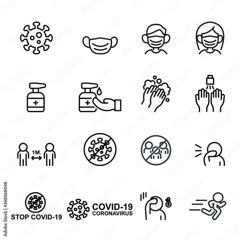 Covid-19 and Coronavirus Icons set,Vector Covid-19 and Coronavirus Icons set,Vector