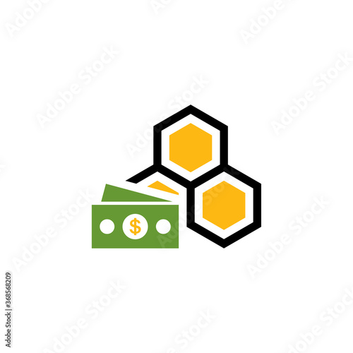 Honey logo icon design, Vector illustration, Money with Honey Logo Design Concept. Food logo template