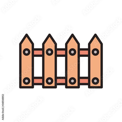 farm fence line and fill style icon vector design