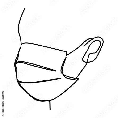 one line continuous drawing face and mask