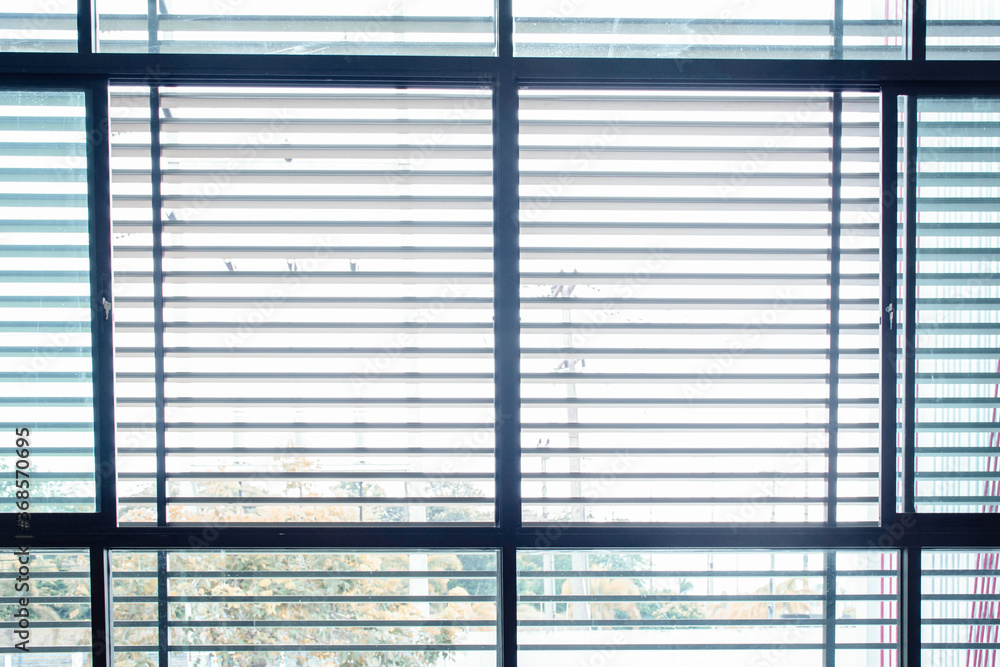 Green view beside window in office, Flare light through the window in the morning, Light sun shine from window Green view beside window in office, Flare light through the window in the morning, Light sun shine from window
