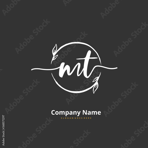 M T MT Initial handwriting and signature logo design with circle. Beautiful design handwritten logo for fashion, team, wedding, luxury logo.