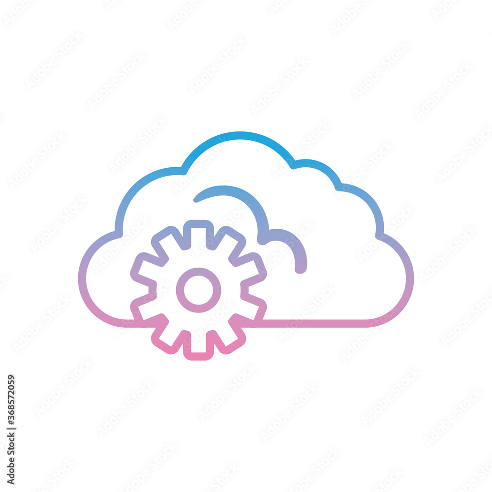 Cloud computing with gear gradient style icon vector design Cloud computing with gear gradient style icon vector design