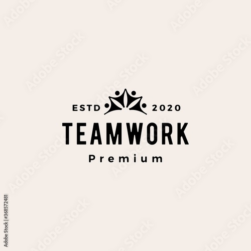 people human together family team hipster vintage logo vector icon illustration