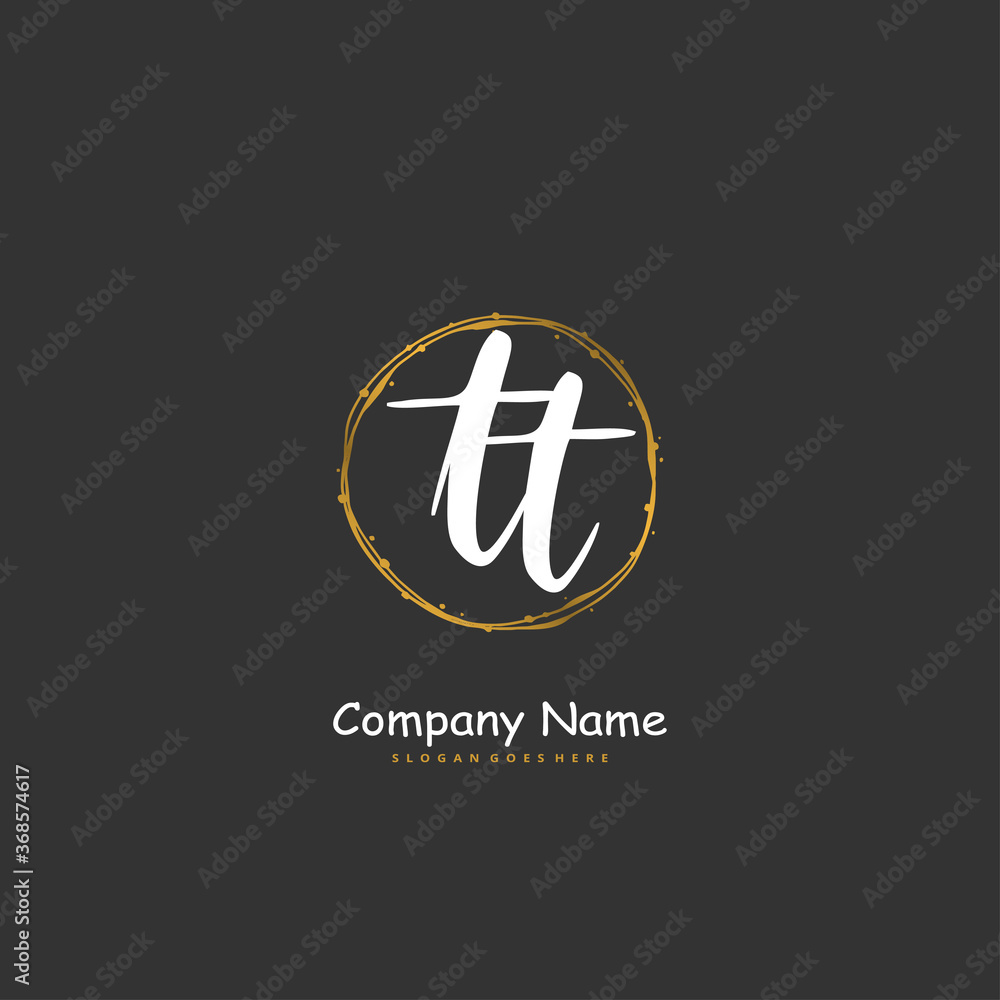 Obraz premium T TT Initial handwriting and signature logo design with circle. Beautiful design handwritten logo for fashion, team, wedding, luxury logo.