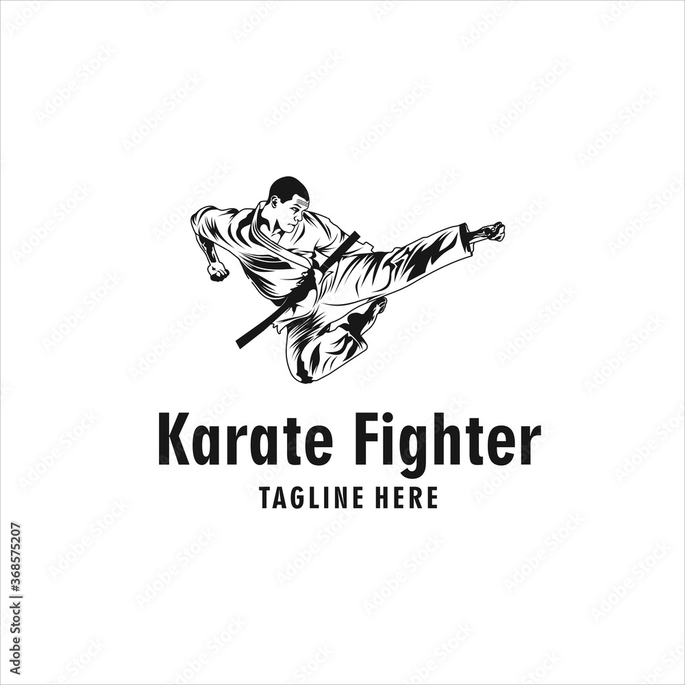 Martial art karate jiu jitsu logo sport symbol illustration Vector Martial art karate jiu jitsu logo sport symbol illustration Vector