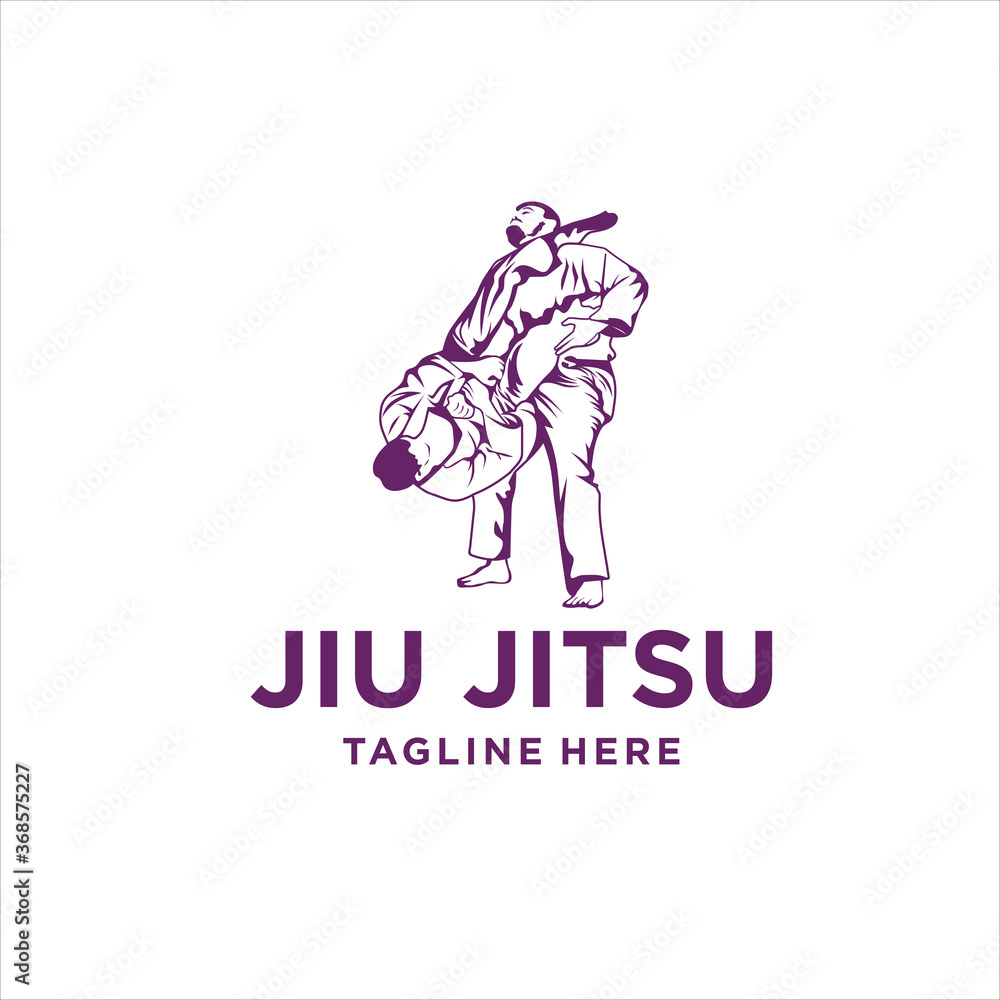 Martial Arts jiu jitsu logo silhouette icon vector