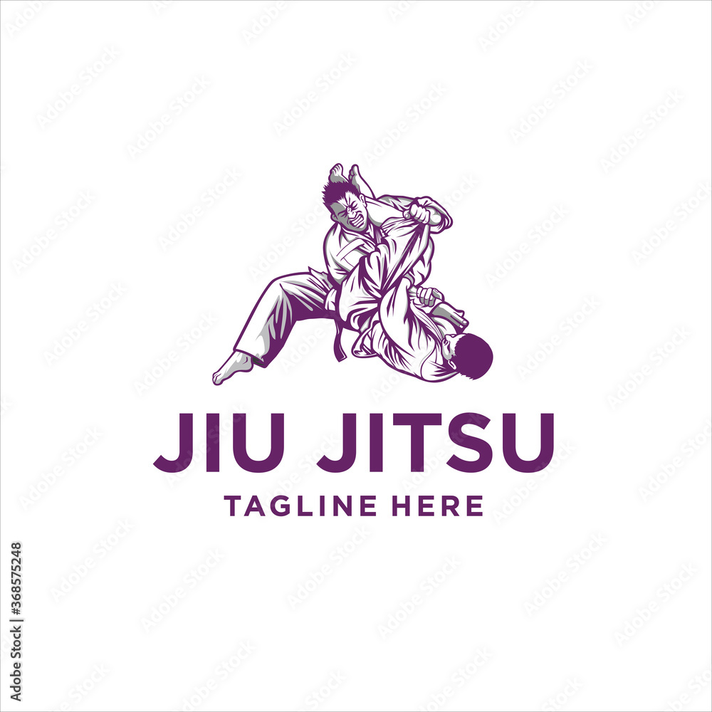 Martial art karate jiu jitsu logo sport symbol illustration Vector